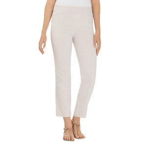 Hilary Radley Striped Pull On Slim Leg Pants Off White/Beige, Size Large NWT